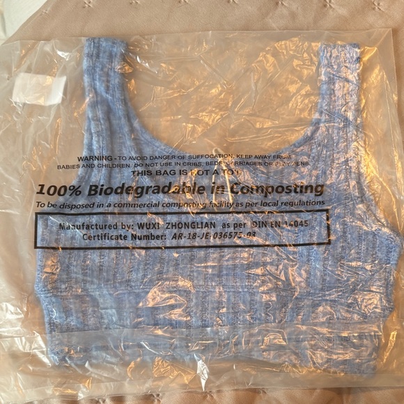 Z Supply Women's Light Blue Ribbed Crop Top - Picture 4 of 5